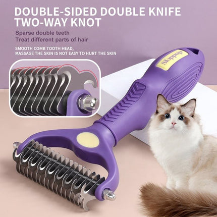 Peigne de toilettage pour chien Brosse de démêlage pour animaux de compagnie - Râteau à sous-poil double face pour chien et chat