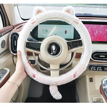 New Cute Lovely Animal Fluff Leather Steering Wheel Covers - Wnkrs