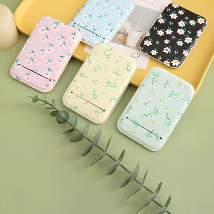 Espejo de maquillaje plegable con forma de flor, espejo de bolsillo portátil, espejo de maquillaje rectangular para mujer, espejo de tocador de mano