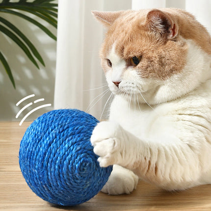 Juguete interactivo con forma de bola de sisal para gatos con sonido