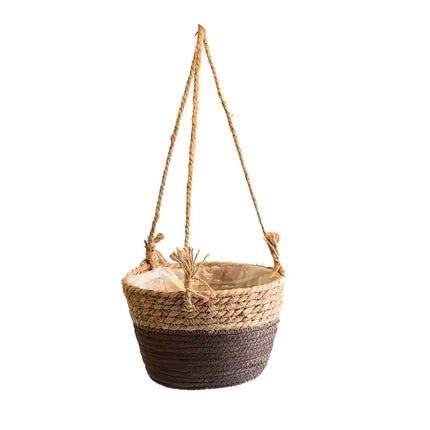 Charmant panier à fleurs suspendu en corde de jute pour décoration intérieure et extérieure