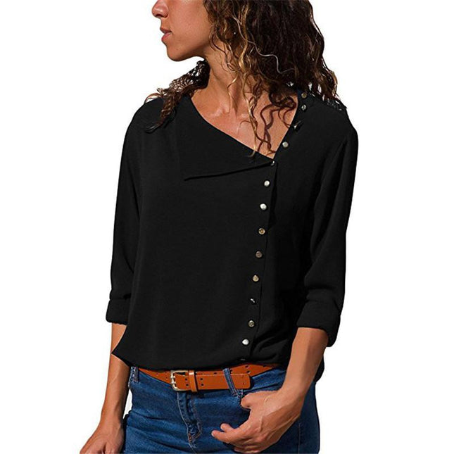 Women's Chiffon Blouse with Decorated Buttons - Wnkrs