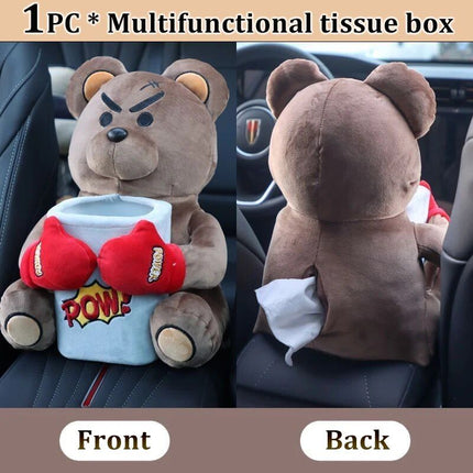 Cute Cartoon 2-in-1 Car Tissue & Trash Holder - Multi-functional Armrest Storage Accessory - Wnkrs