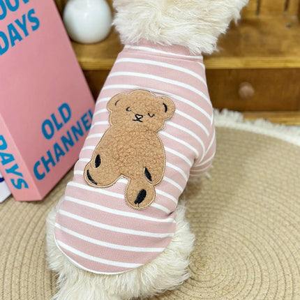 Sweat à capuche confortable à rayures en forme d'ours en peluche pour petits chiens et chats