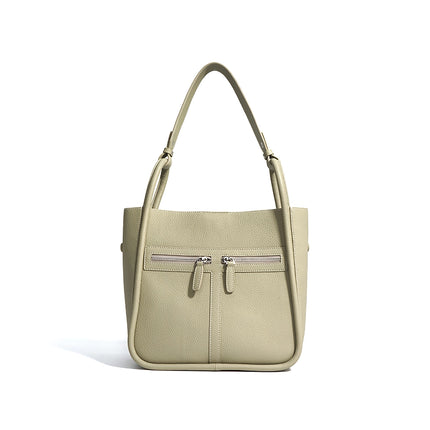 Sac seau en cuir véritable – Sac fourre-tout polyvalent à bandoulière et à main pour femme