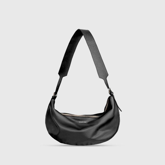 Sac banane en cuir simple et chic - Sac de poitrine vintage en demi-lune