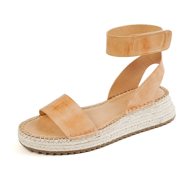 Sandalias elegantes de plataforma de cuero