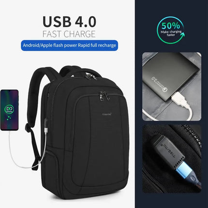 Sac à dos pour ordinateur portable 17 pouces avec chargement USB, sac de voyage antivol extensible pour hommes