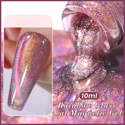 Esmalte de uñas en gel magnético con efecto gato y luz de luna reflectante de 10 ml