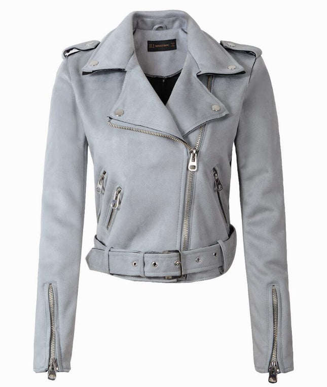 Women's Belted Crop Biker Jacket - Wnkrs