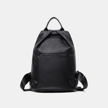 Sac à dos antivol en cuir véritable pour femme avec poche arrière zippée