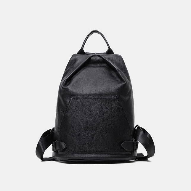 Sac à dos antivol en cuir véritable pour femme avec poche arrière zippée