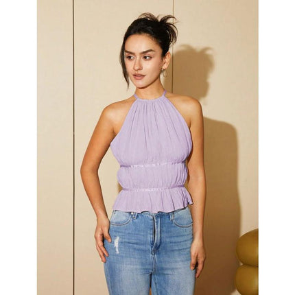 Chic Ruffle Hem Halter Top