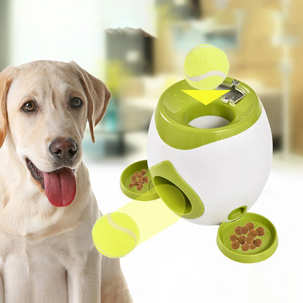 Jouet interactif 2 en 1 pour chien avec lanceur de tennis et distributeur de friandises