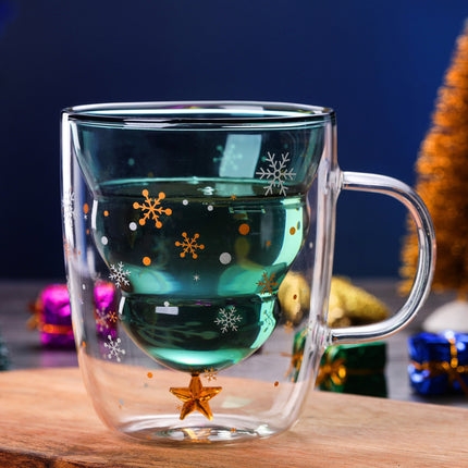 Double-layer Glass Christmas Tree Star Wish Cup High-temperature Resistant Glass Water Cup - Wnkrs