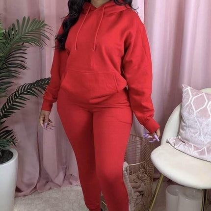 Women's Solid Color Hoodie and Joggers 2 Pcs Set - Wnkrs