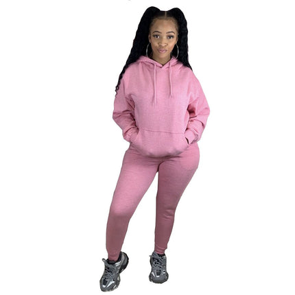 Women's Solid Color Hoodie and Joggers 2 Pcs Set - Wnkrs