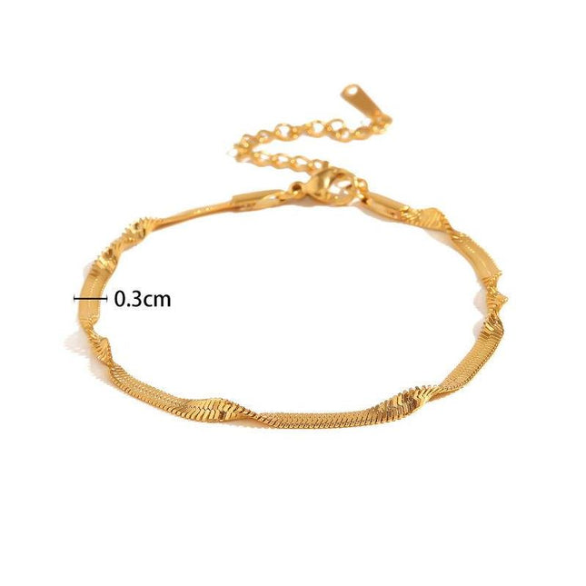 Pulsera de cadena de serpiente de acero inoxidable bañada en oro de 18 k: resistente al agua y atemporal