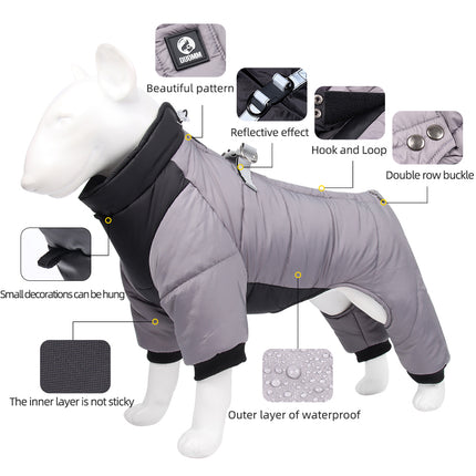 Manteau d'hiver imperméable pour chien avec anneau en D 