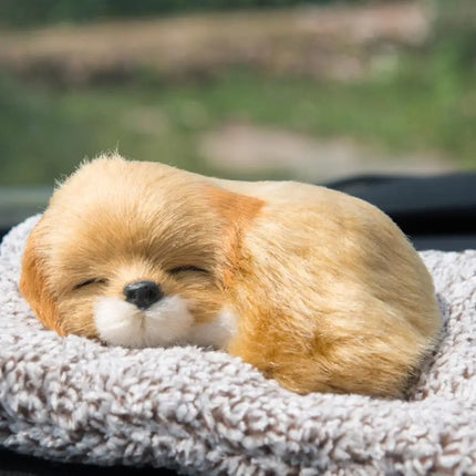 Lindo adorno de peluche de perro durmiendo para ambientador y eliminador de olores para automóvil