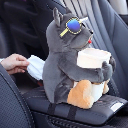 Cute Cartoon 2-in-1 Car Tissue & Trash Holder - Multi-functional Armrest Storage Accessory - Wnkrs