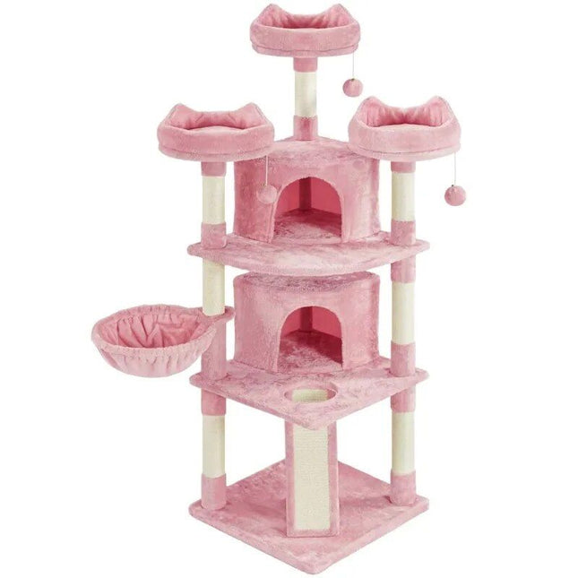 Pink 69'' Multi-Level Cat Tree with Condos, Scratching Posts & Platforms - Wnkrs