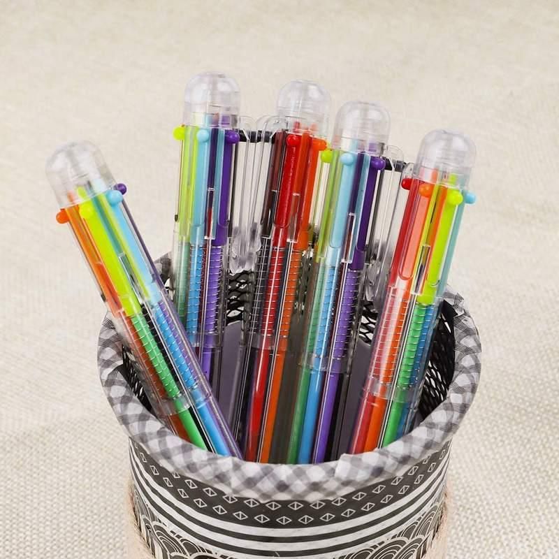 Multicolor 6-in-1 Retractable Ballpoint Pens 0.5mm, 50 Pack