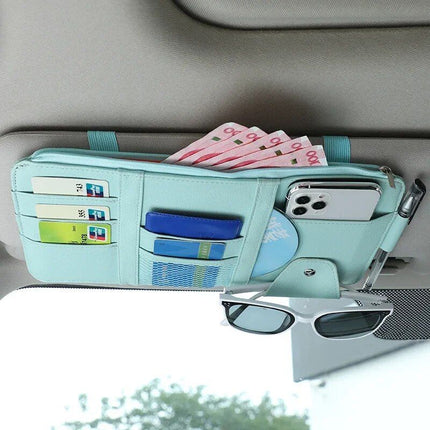 Multi-Pocket Car Sun Visor Organizer with Pen Holder - Wnkrs