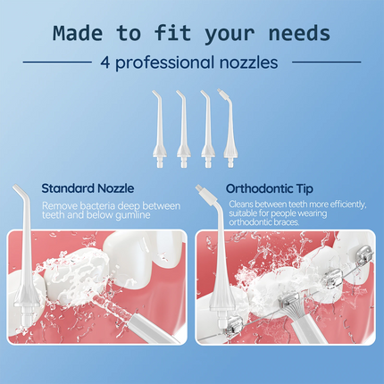 Irrigador bucal recargable con 4 boquillas