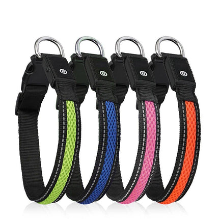 Nylon Dog Collar Flash Night Safety LED Glow Waterproof - Wnkrs