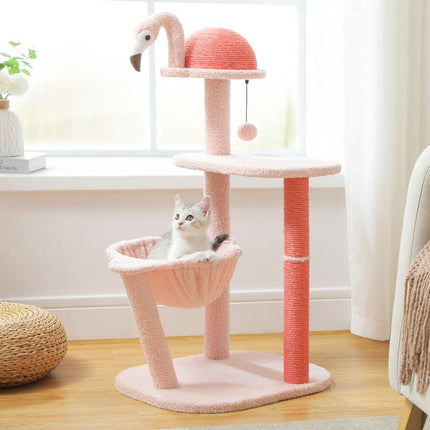 Árbol para gatos Flamingo Pink con postes rascadores de sisal y hamaca