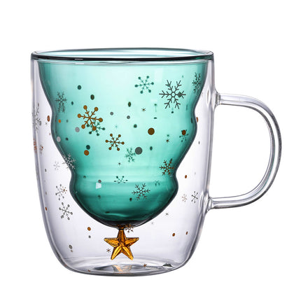 High Borosilicate Christmas Tree Double Glass Water Cup - Wnkrs