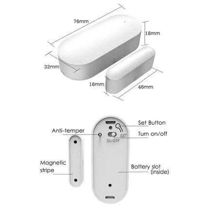 Sensor de puerta y ventana Detector inalámbrico de puerta abierta y cerrada para casa inteligente