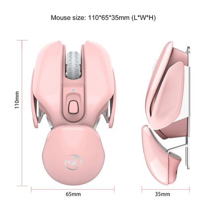 2.4G Wireless Rechargeable 4D Pink Mouse with Aluminum Alloy Shell, 1600dpi Adjustable for Office and Gaming