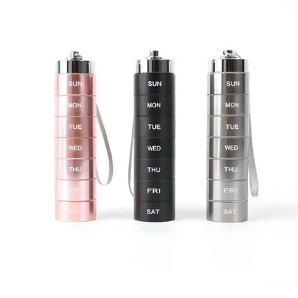 Portable 7 Grids Waterproof Aluminum Pill Box