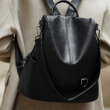 Sac à dos en cuir véritable pour femme