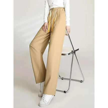 Pantalon ample à jambe large pour femme avec ceinture élastique