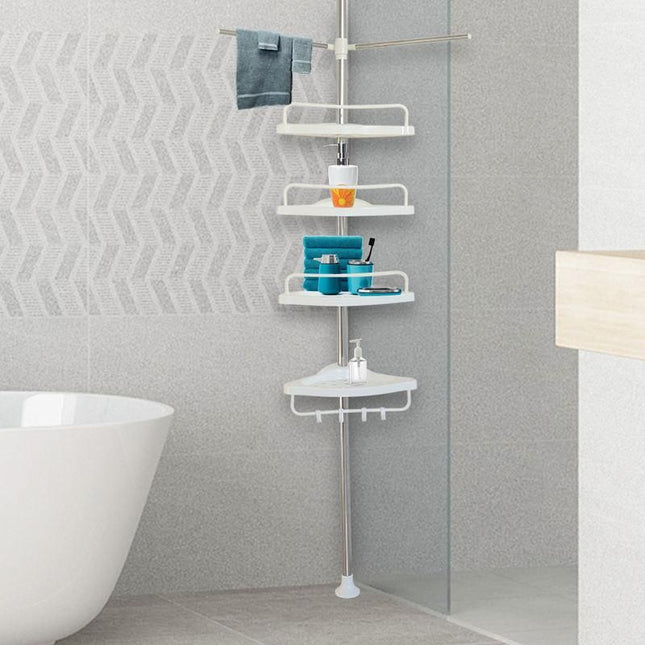 Adjustable 4-Tier Corner Shower Caddy with Rust-Proof Tension Pole - Wnkrs