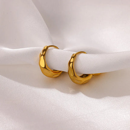 Stereo Round Gold Color Stainless Steel Earrings