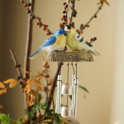 Charmant carillon à vent en résine en forme d'oiseaux pour décoration intérieure et extérieure