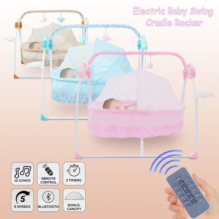 Electric Baby Cradle with Bluetooth, Music & Bouncer - Wnkrs