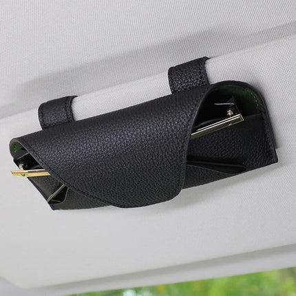 Universal Leather Sun Visor Car Glasses Holder - Wnkrs