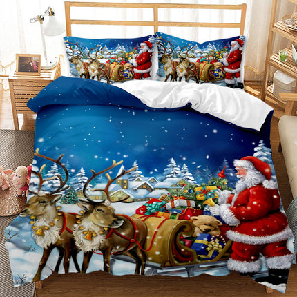 Red Christmas 3D Digital Print Ground Bedding Three-piece Set - Wnkrs