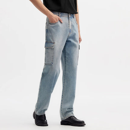 Jean cargo délavé rétro pour homme - Pantalon ample de style travail d'été