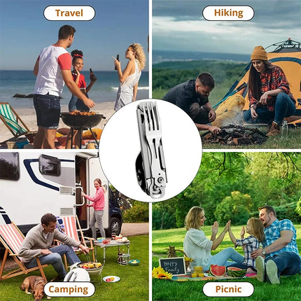 Ensemble de couverts de camping pliables