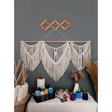 Tapiz colgante de pared de macramé bohemio grande para decoración del hogar