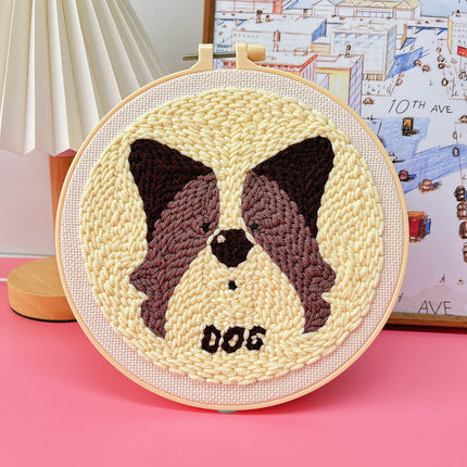 Kit de démarrage de broderie au point de poinçon avec motif de chien