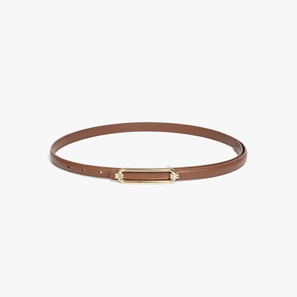 Ceinture fine en cuir pour femme avec boucle dorée