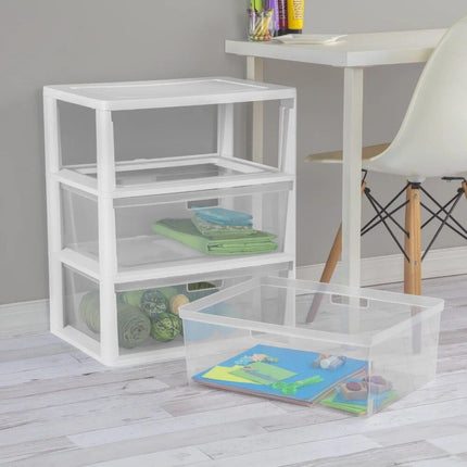 3-Drawer Wide Storage Tower with Portable Bins - Wnkrs