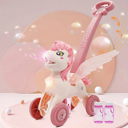 Electric Unicorn Bubble Cart with Music & Lights: A Magical Playtime Experience - Wnkrs